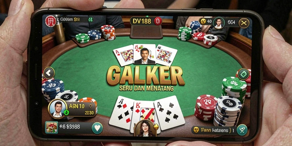 Tampilan screenshot gameplay poker yang mendebarkan dengan pemain penuh strategi.