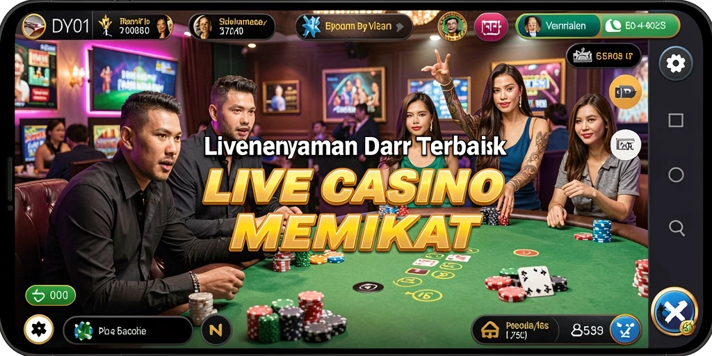 Tampilan gameplay Live Casino yang mendebarkan dan interaktif.