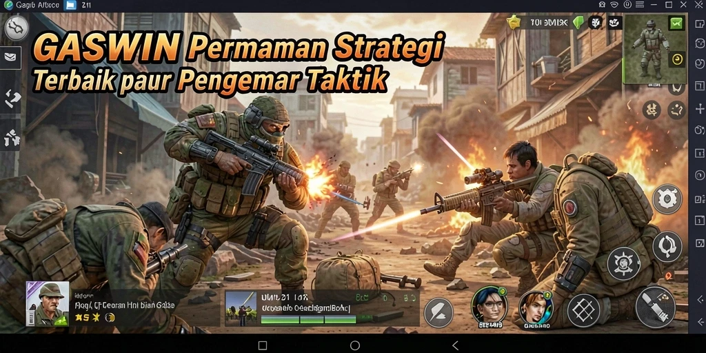 Tampilan gameplay GASWIN yang dinamis dan strategis.