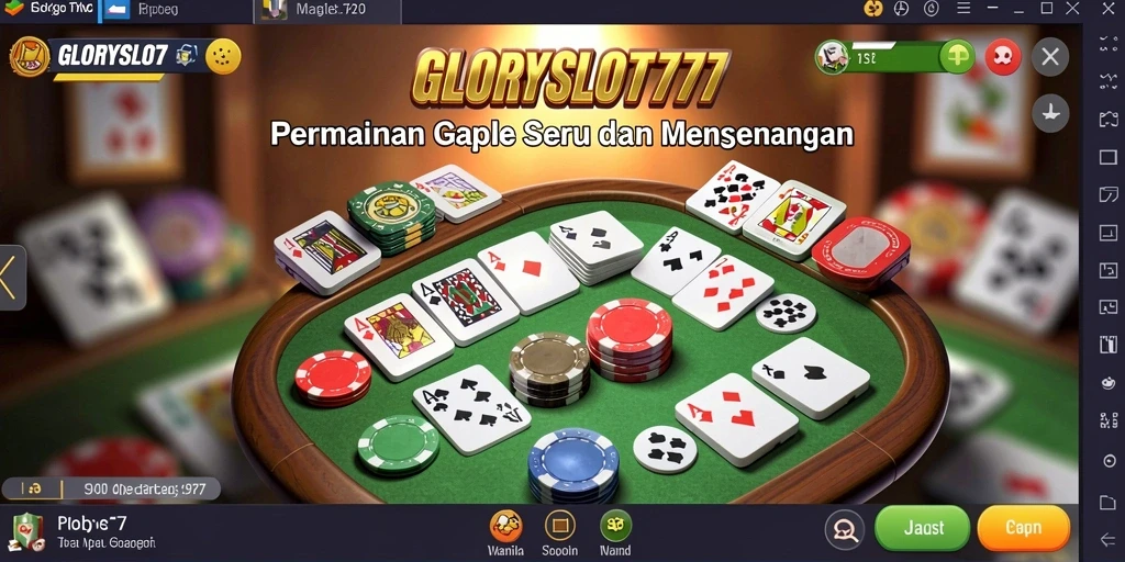 Tampilan gameplay GLORYSLOT777 dengan suasana bermain Gaple yang seru.