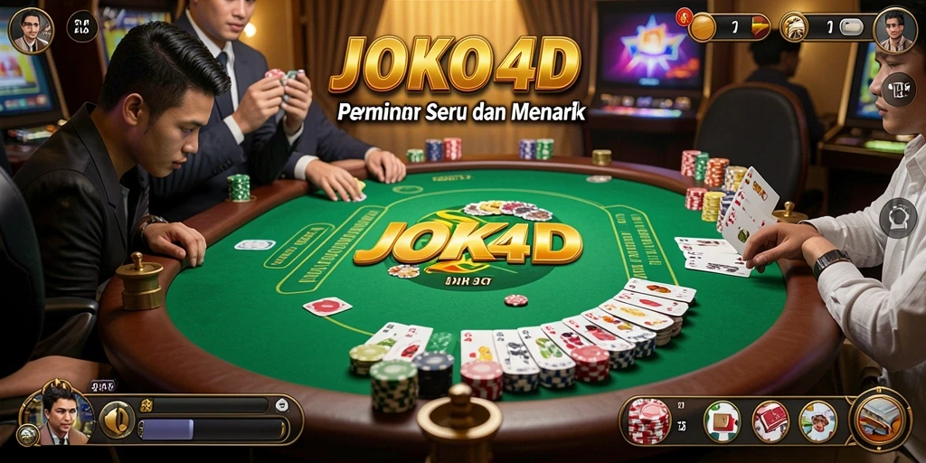 Screenshot gameplay JOKO4D menampilkan suasana pertandingan Poker yang mendebarkan.