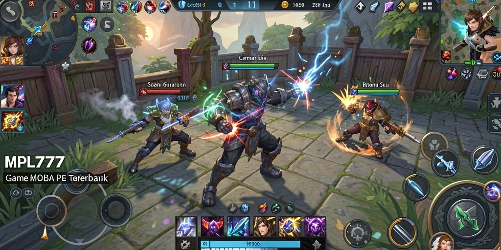 Screenshot gameplay MOBA MPL777 yang seru dan mendebarkan.