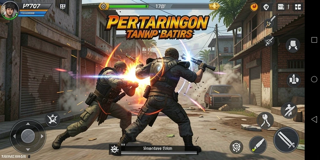 Screenshot utama PT707 menunjukkan aksi mendebarkan dalam pertarungan intens.