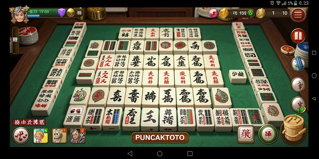 Tampilan gameplay PUNCAKTOTO yang menarik dan menantang dalam permainan Mahjong.