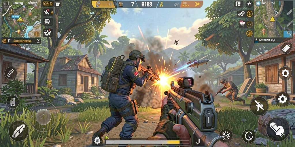 Tangkap momen aksi seru dalam gameplay RI188 sebagai game TPS.