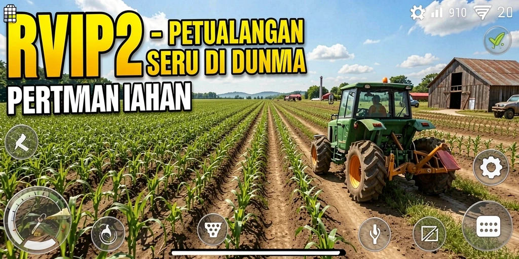 Screenshot gameplay RVIP2 yang menampilkan aktivitas bertani yang seru.