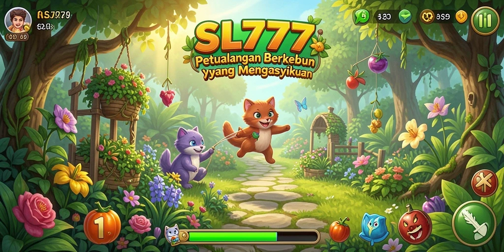 Tampilan gameplay seru dari SL777 dengan aktivitas berkebun yang menarik.