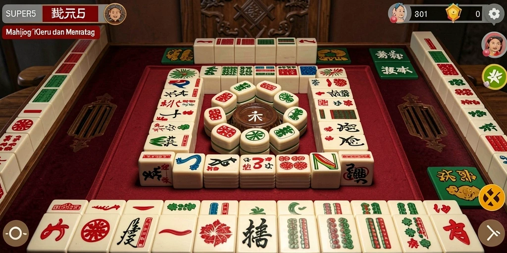 Screenshot menampilkan gameplay Mahjong yang menarik dan menantang.