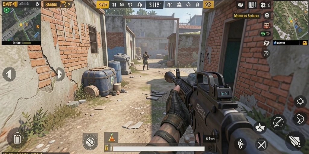 Screenshot SVIP4 menunjukkan aksi mendebarkan dalam pertempuran FPS.