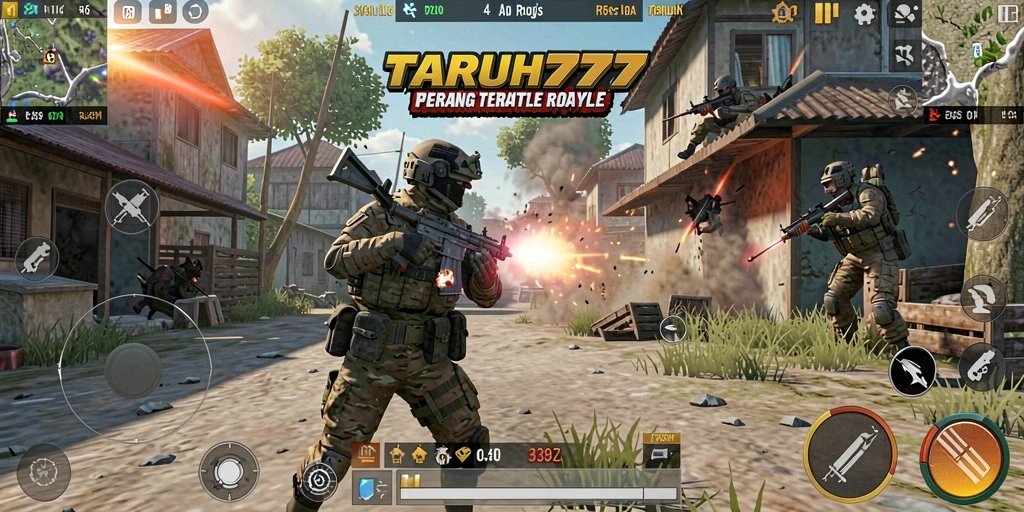 Gameplay TARUH777 penuh aksi dan strategi dalam Battle Royale.
