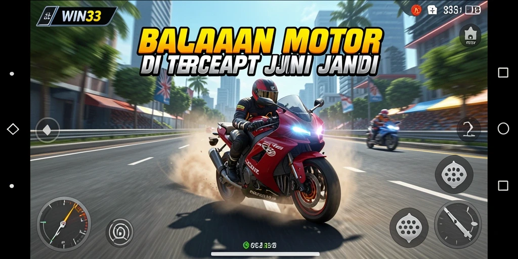 Tangkapan layar utama WIN33 menunjukkan aksi balapan motor yang mendebarkan.